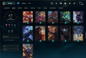 Diamante 1 com 130 Champs e 67 Skins + 12 Cromas - League of Legends LOL