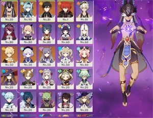 AR 55 CYNO C1 EULA ZHONGLI DILUC KEQING C1 MONA + GARANTIDO - Genshin Impact