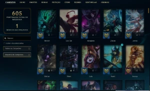 Unranked com TODOS os champs e 172 Skins + 4k de RP - League of Legends LOL