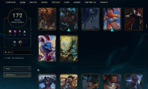 Unranked com TODOS os champs e 172 Skins + 4k de RP - League of Legends LOL