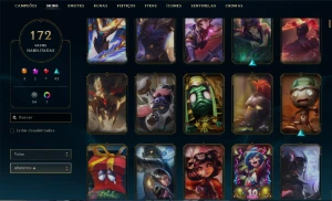 Unranked com TODOS os champs e 172 Skins + 4k de RP - League of Legends LOL