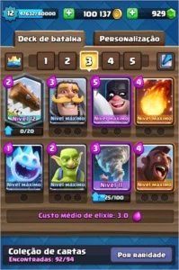 CONTA CLASH ROYALE NÍVEL 12
