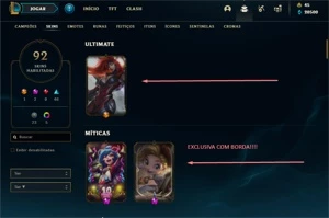 PlATINA 4 ♡ 94 SKINS ♡ 650k DE MAESTRIA COM SKIN PRESTIGIO♡ - League of Legends LOL