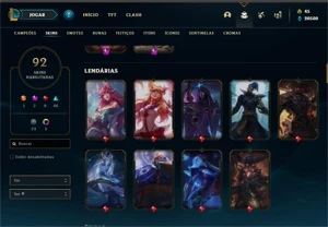 PlATINA 4 ♡ 94 SKINS ♡ 650k DE MAESTRIA COM SKIN PRESTIGIO♡ - League of Legends LOL
