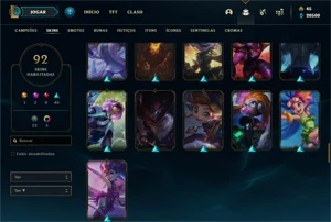 PlATINA 4 ♡ 94 SKINS ♡ 650k DE MAESTRIA COM SKIN PRESTIGIO♡ - League of Legends LOL