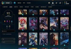 PlATINA 4 ♡ 94 SKINS ♡ 650k DE MAESTRIA COM SKIN PRESTIGIO♡ - League of Legends LOL