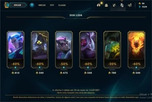 Vendo conta de lol gold 1 com 211 skins - League of Legends