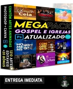 Pack Artes Flyer Culto Gospel Adoração Psd Editáveis - Digital Services
