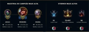 CONTA LOL PLATINA 4 - 110 CHAMPS - 55 SKIN - 4 VITORIOSA - League of Legends