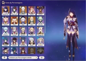Ar 49 Ayaka, Klee, Shogun Raiden, Qiqi e Jean + 5 Armas T5 - Genshin Impact