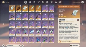 Ar 49 Ayaka, Klee, Shogun Raiden, Qiqi e Jean + 5 Armas T5 - Genshin Impact
