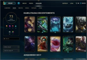 CONTA LVL 44, +119 CHAMP, +73 SKINS (3 SKINS ULTIMATES) - League of Legends LOL