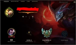 CONTA LEAGUE OF LEGENDS PLATINA 4 LOL