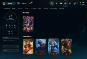 Esmeralda 4 com 120 Champs e 74 Skins + 1.2kk de Taric - League of Legends LOL