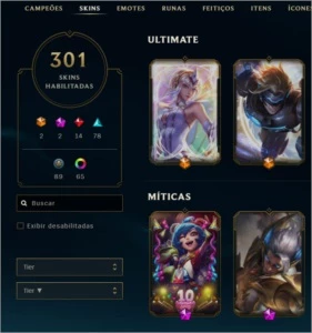 Conta LoL 300+ skins lvl 305 - League of Legends