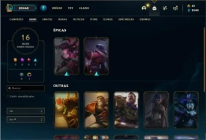 Conta ouro 4 com 81 Champs e 16 Skins + 5 Fragmentos - League of Legends LOL