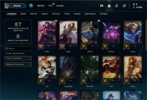 Conta Platina 4 com 30 Champs e 3 Skins - League of Legends LOL