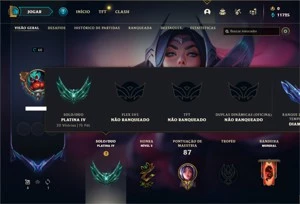 Conta Platina 4 com 30 Champs e 3 Skins - League of Legends LOL