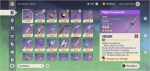 Conta genshin impact ar 50 com zhongli,albedo,mona e keqing