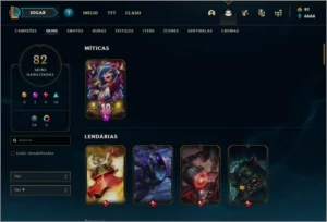 Conta bronze 2 com 136 champs e 82 skins - League of Legends LOL