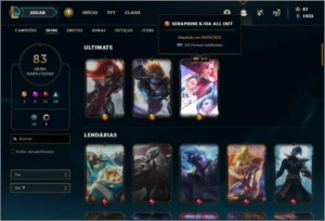 Conta bronze 1 com 69 champs e 83 skins ( 3 ultimates ) - League of Legends LOL