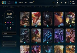 Conta platina 3 com TODOS os champs e 160 Skins (NIVEL 633) - League of Legends LOL