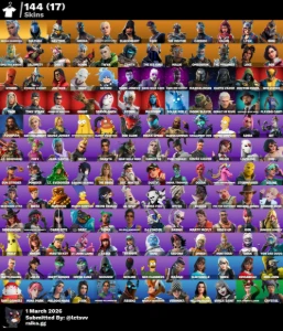 Conta Fortnite Stackada – 144 Skins + Exclusivas + Raridades