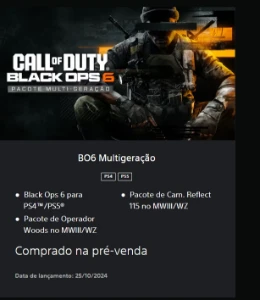 Vendo Conta Psn Com Call Of Duty: Black Ops 6 , Black Myth