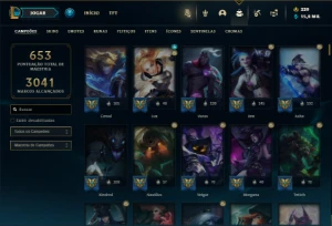Conta bronze 1 com TODOS os champs e 386 Skins ( Nivel 852 ) - League of Legends LOL