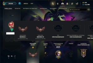Conta bronze 1 com TODOS os champs e 386 Skins ( Nivel 852 ) - League of Legends LOL