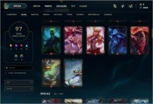 Conta de LoL plat2 ex diamond1, 97 skins main sup - League of Legends