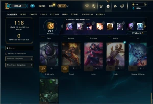 Unranked com 50 Champs e 15 Skins - League of Legends LOL