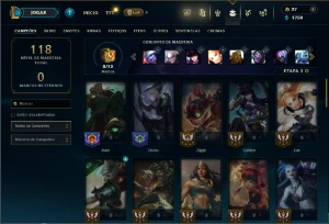 Unranked com 50 Champs e 15 Skins - League of Legends LOL