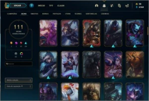 League of legends conta Platina 4 com passe 111Skins LOL