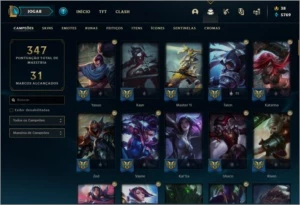 League of legends conta Platina 4 com passe 111Skins LOL