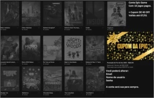 Conta EpicGames com 16 jogos + Cupom de 40 off - Epic Games