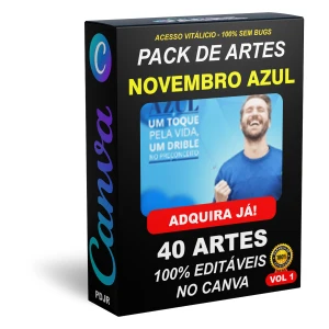 Pack Canva Novembro Azul - 40 Artes Editáveis - Serviços Digitais