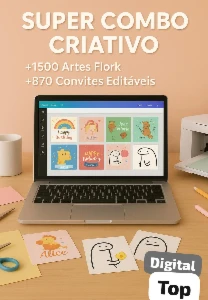 🎁Combo Criativo: +870 Convites +1.500 Artes Flork sublimar✅ - Outros