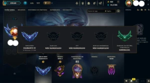 Conta LoL D4 com 90% Win Rate | Upada a Mão desde o nv 1 - League of Legends
