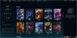 Nível 128, 105 Campeões, 57 Skins, 8 Lendárias, 10 Épicas - League of Legends LOL
