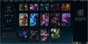 Nível 128, 105 Campeões, 57 Skins, 8 Lendárias, 10 Épicas - League of Legends LOL