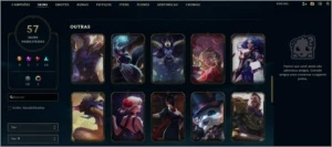 Nível 128, 105 Campeões, 57 Skins, 8 Lendárias, 10 Épicas - League of Legends LOL