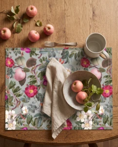 Jogo Americano de Papel - Maças e Flores (12 unidades) - Artesanato e Personalizados