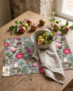 Jogo Americano de Papel - Maças e Flores (12 unidades) - Artesanato e Personalizados