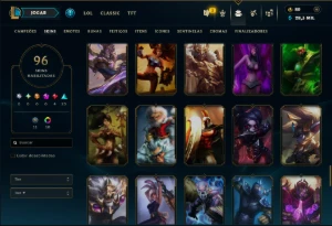 Bronze 2 com 110 Champs e 96 Skins ( Mais de 200 Jogos ) - League of Legends LOL