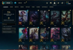 Conta mestre com 27 Champs e 3 Skins + 10 Fragmentos - League of Legends LOL