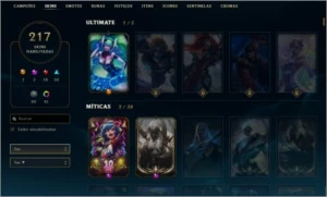 Conta LoL diamond 4, 217 skins, diamond+ em 5 seassons - League of Legends