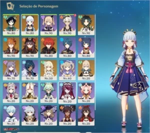 Genshin Impact - Conta AR 56/ 8 personagens 5*/ 3 armas 5*