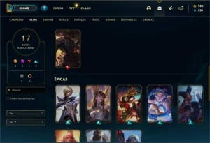 Conta prata 3 com 40 Champs e 17 Skins - League of Legends LOL