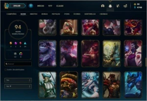 Conta ouro 3 com 94 skins e 118 Champs - League of Legends LOL
